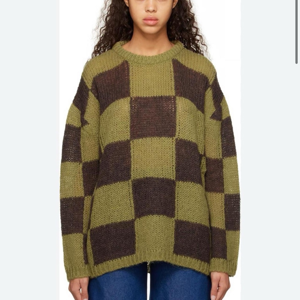 TheOpen Product Green & Brown Chessboard Check Sweater